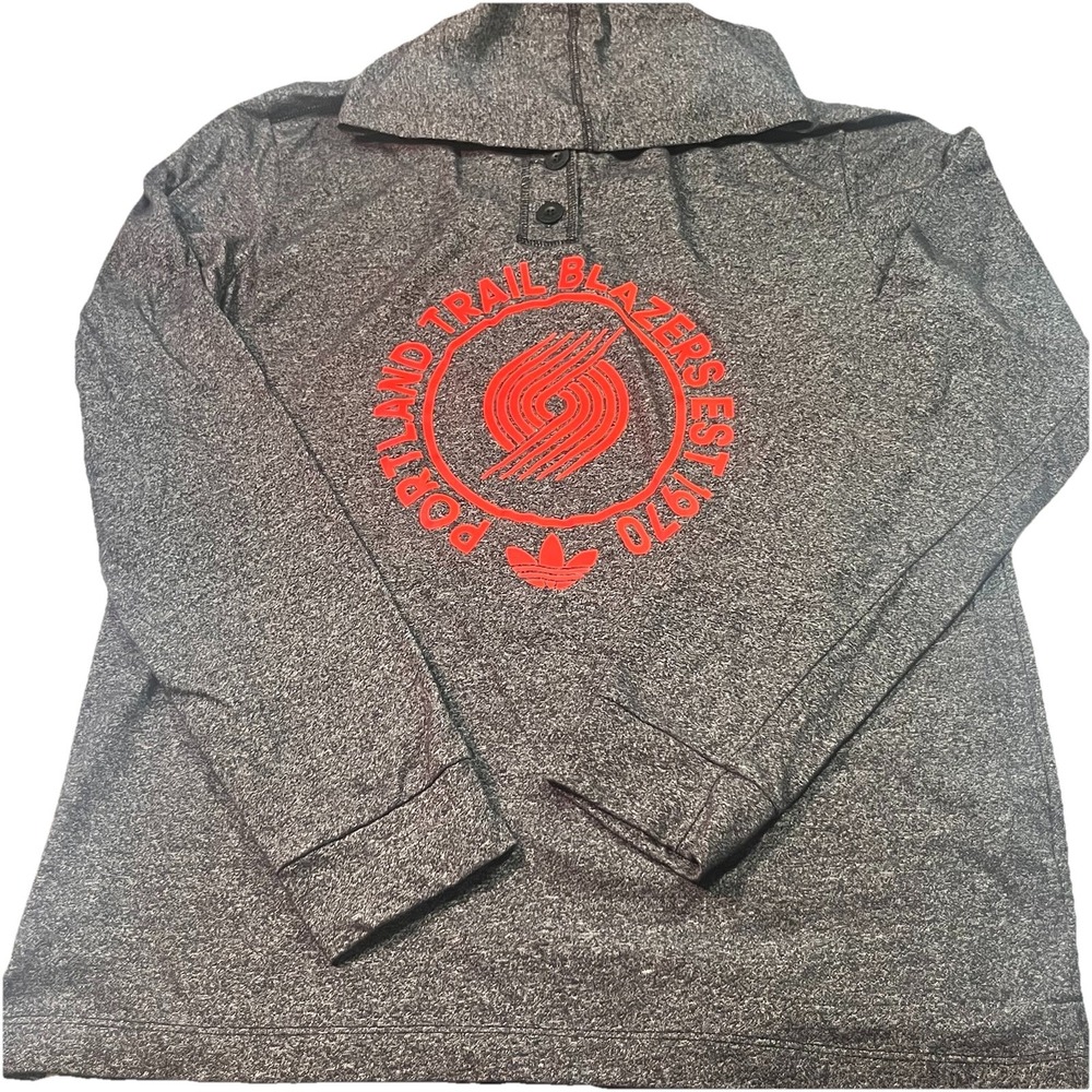 Adidas Portland Trailblazers Men's Large Quarter‎ Button Hoodie EUC